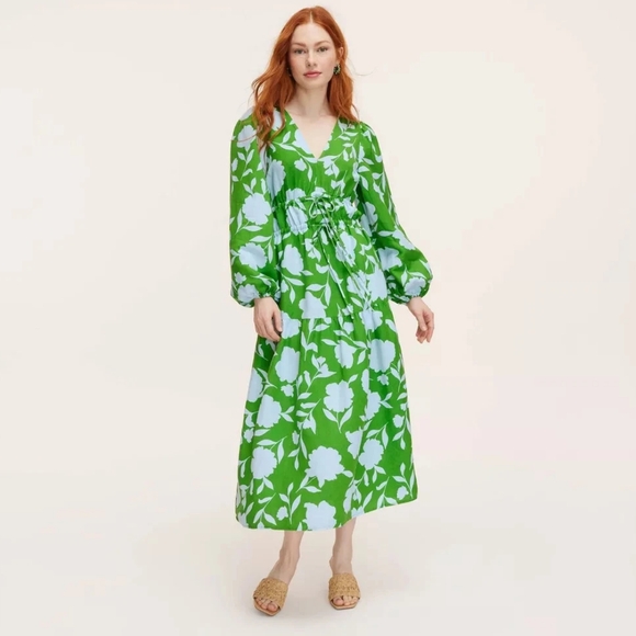 kate spade Dresses & Skirts - NWT Kate Spade Green Rose Linen Maxi Dress Size XL
